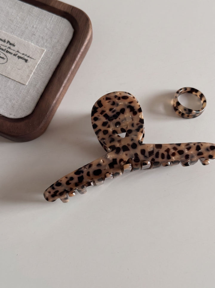 Leopard Print Heart Shape Hair Claw