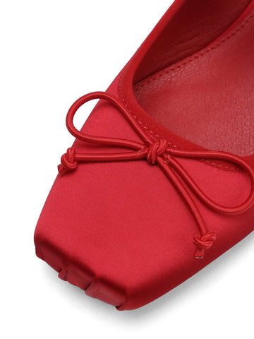 Red Satin Bow Mary Jane Flats