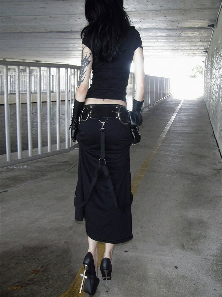 Edgy Utility Cargo Maxi Skirt