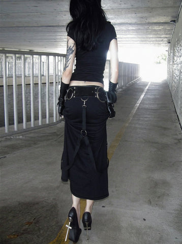 Edgy Utility Cargo Maxi Skirt