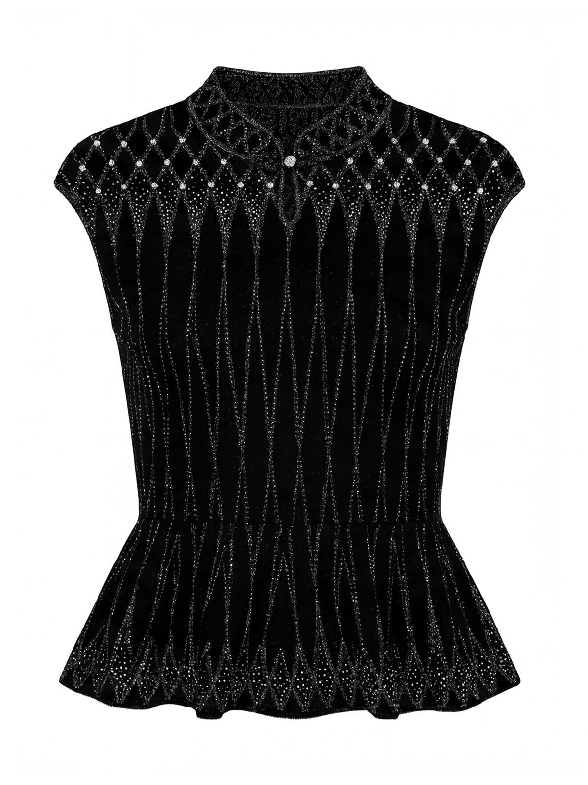Sparkling Embellished Peplum Knit Sweater