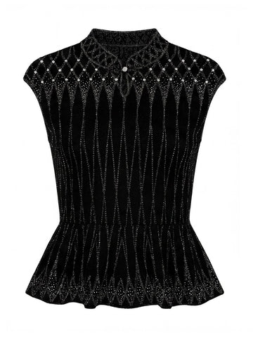 Sparkling Embellished Peplum Knit Sweater