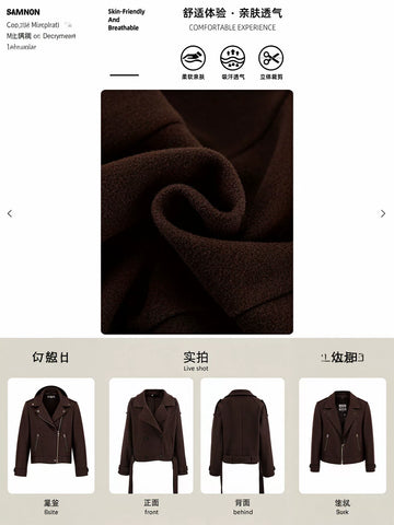 Brown Double Breasted Cropped Jacket
