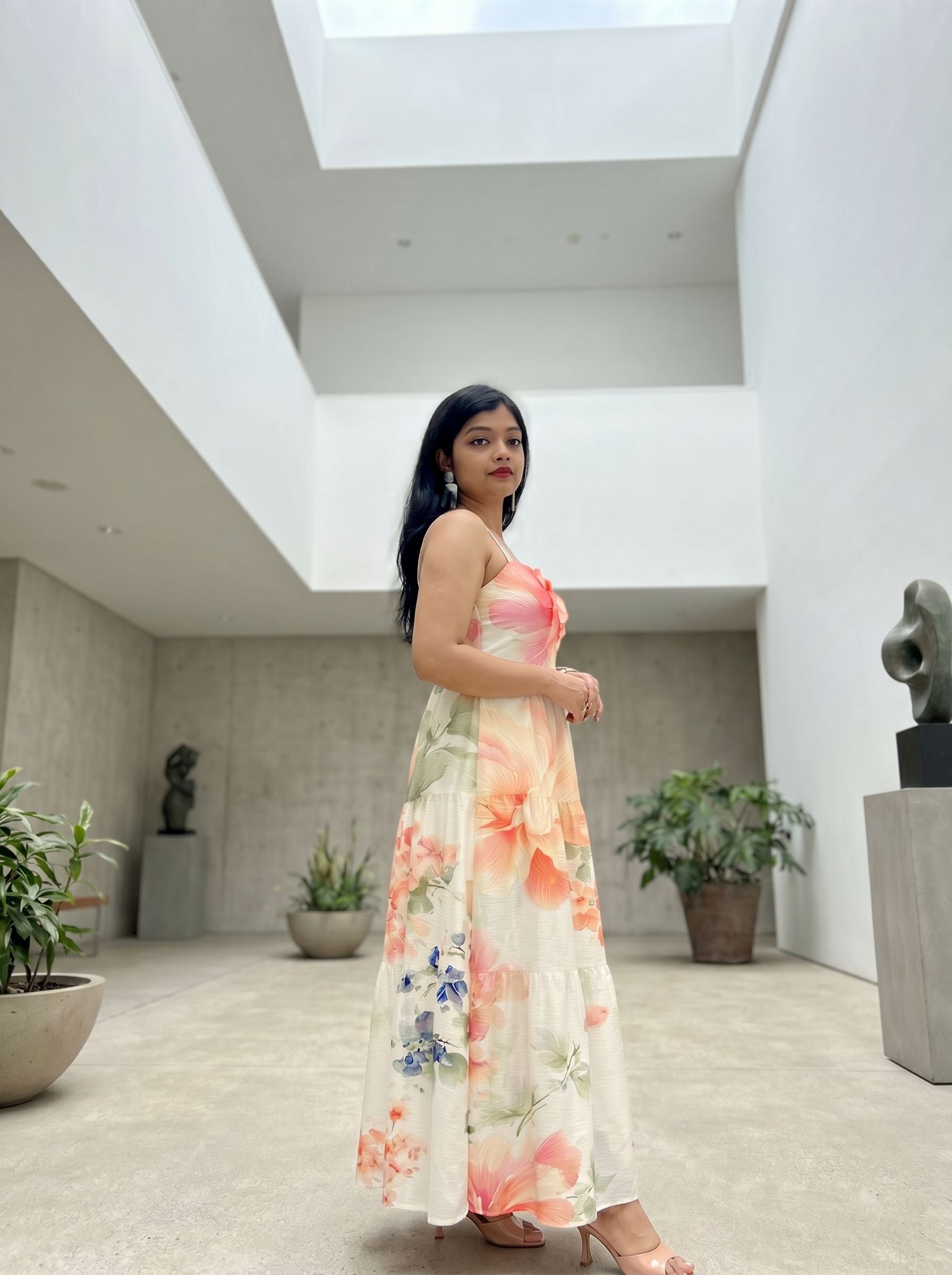 Sikruti Jena's Hibiscus Floral Print Midi Dress