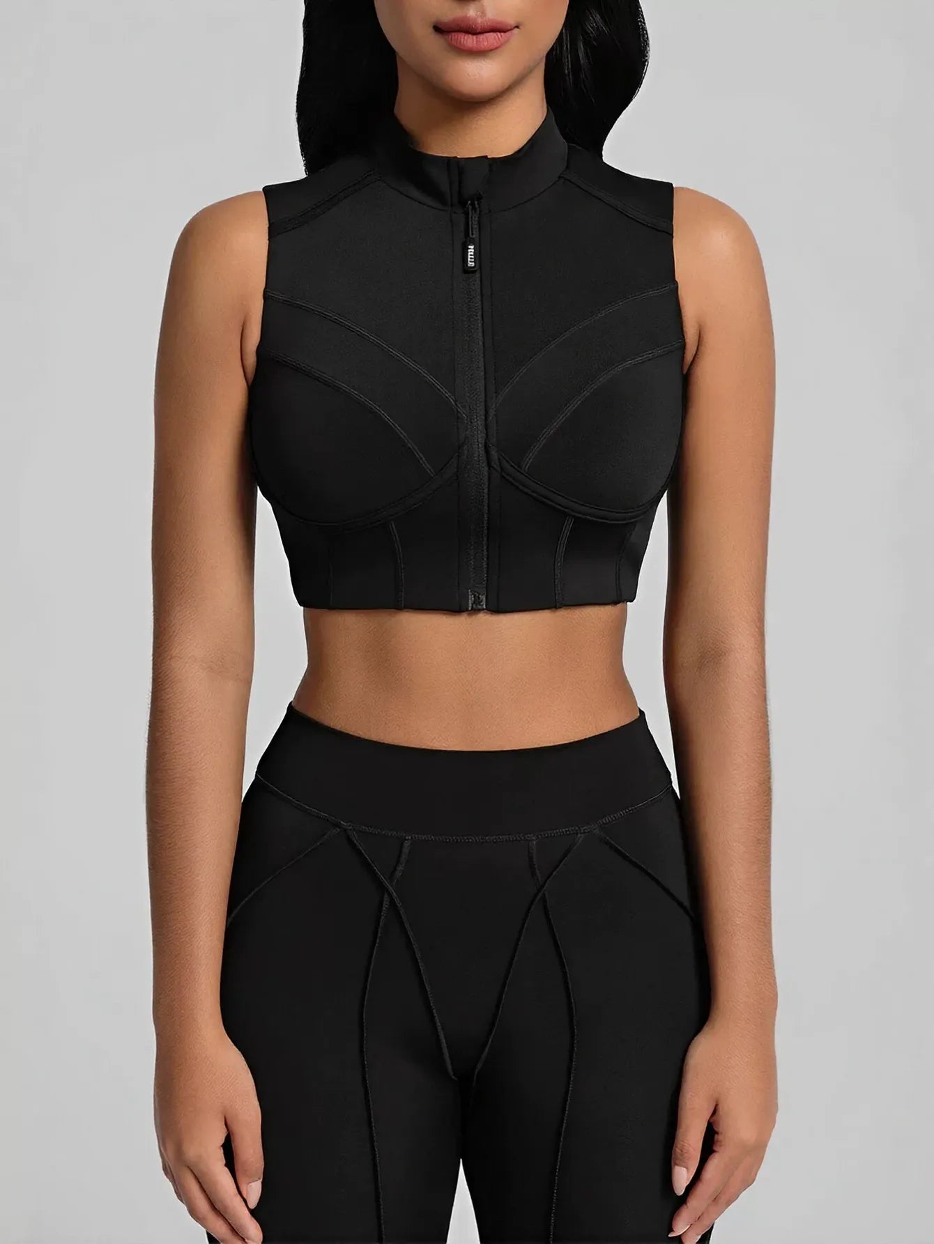 Sculpting Zip Front Athletic Tank Top