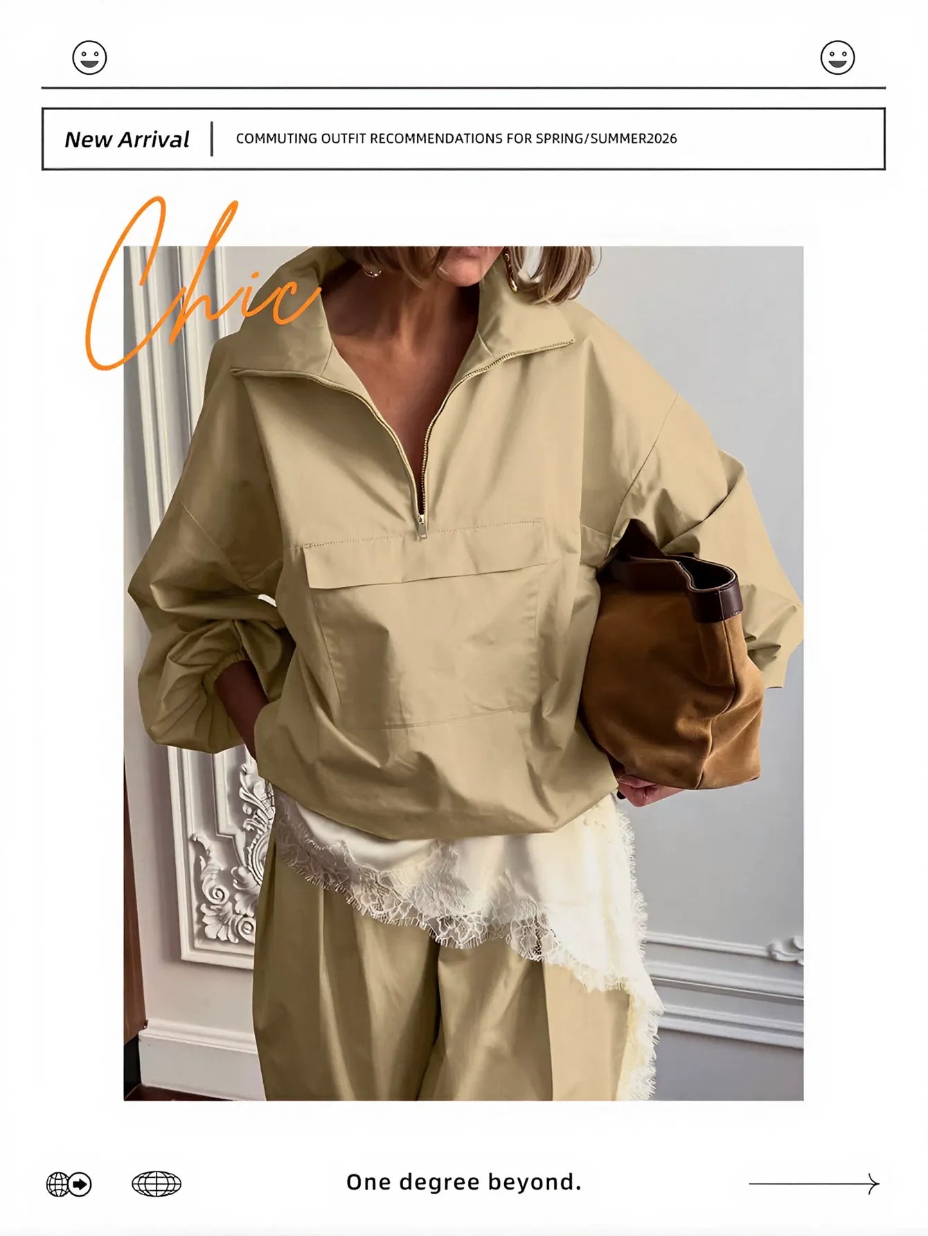 Oversized Quarter Zip Utility Sweatshirt