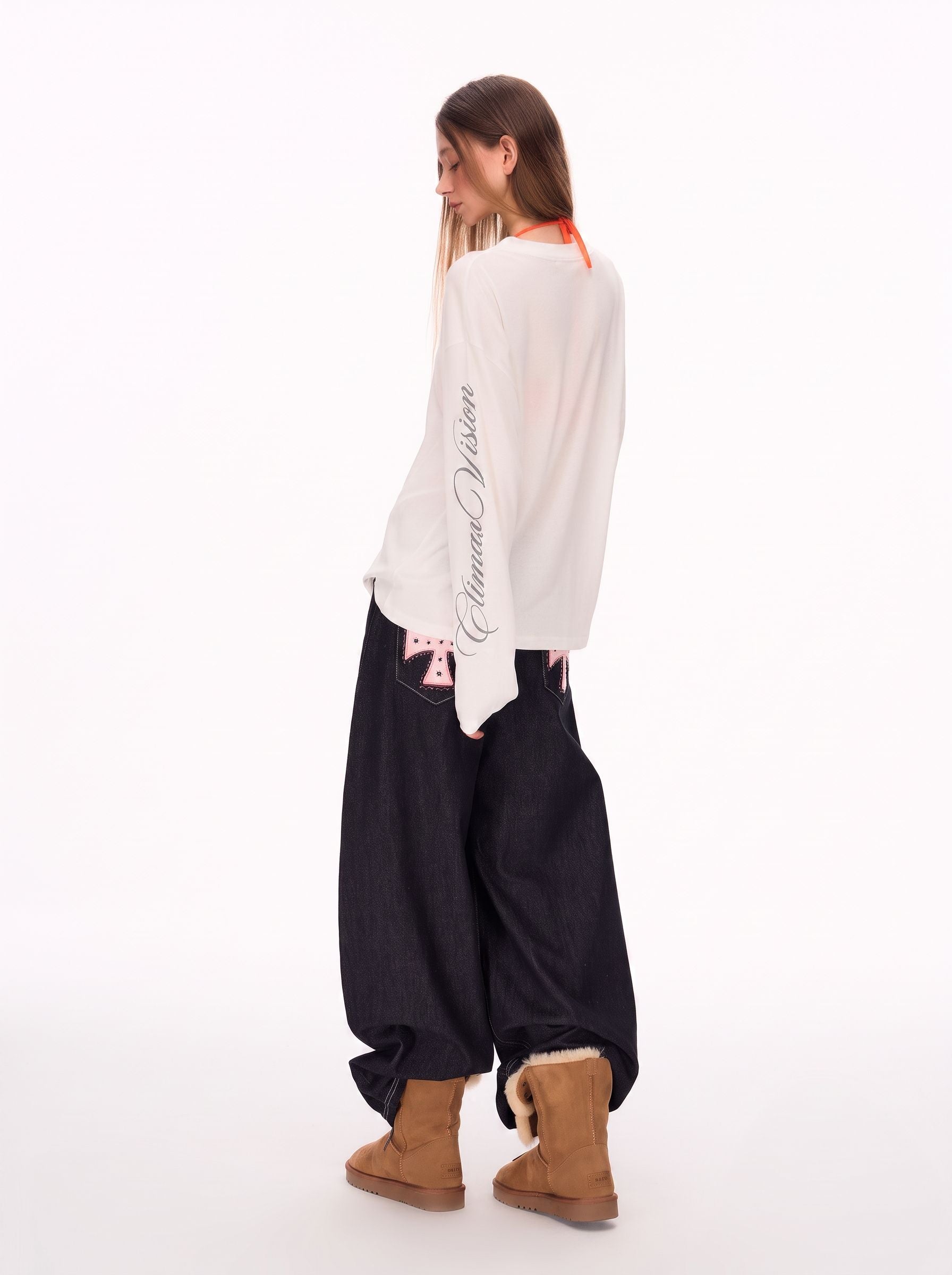 Oversized Thermal Henley Long Sleeve T Shirt