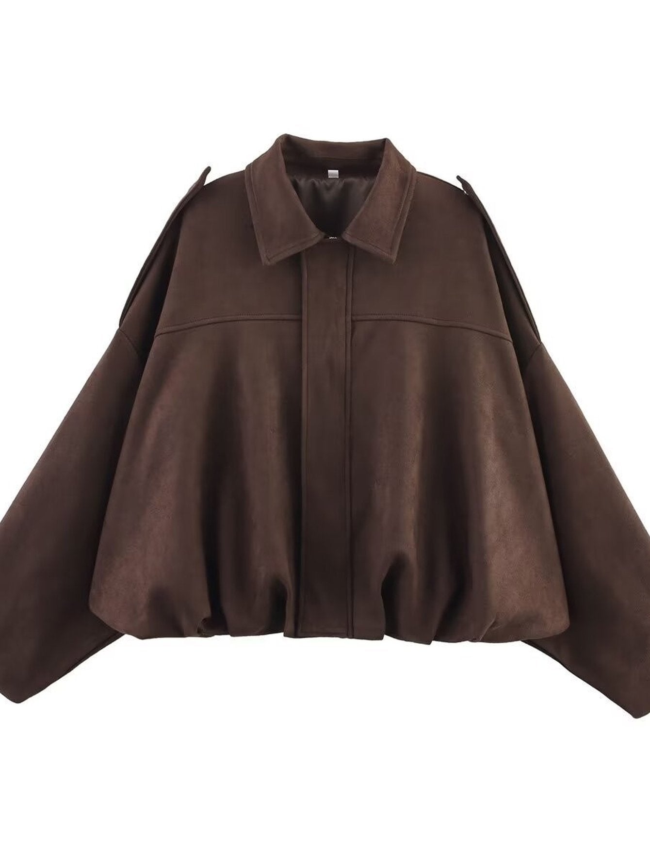 Oversized Faux Leather Bubble Hem Jacket