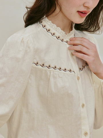 Embroidered Cotton Jacquard Button Down Shirt