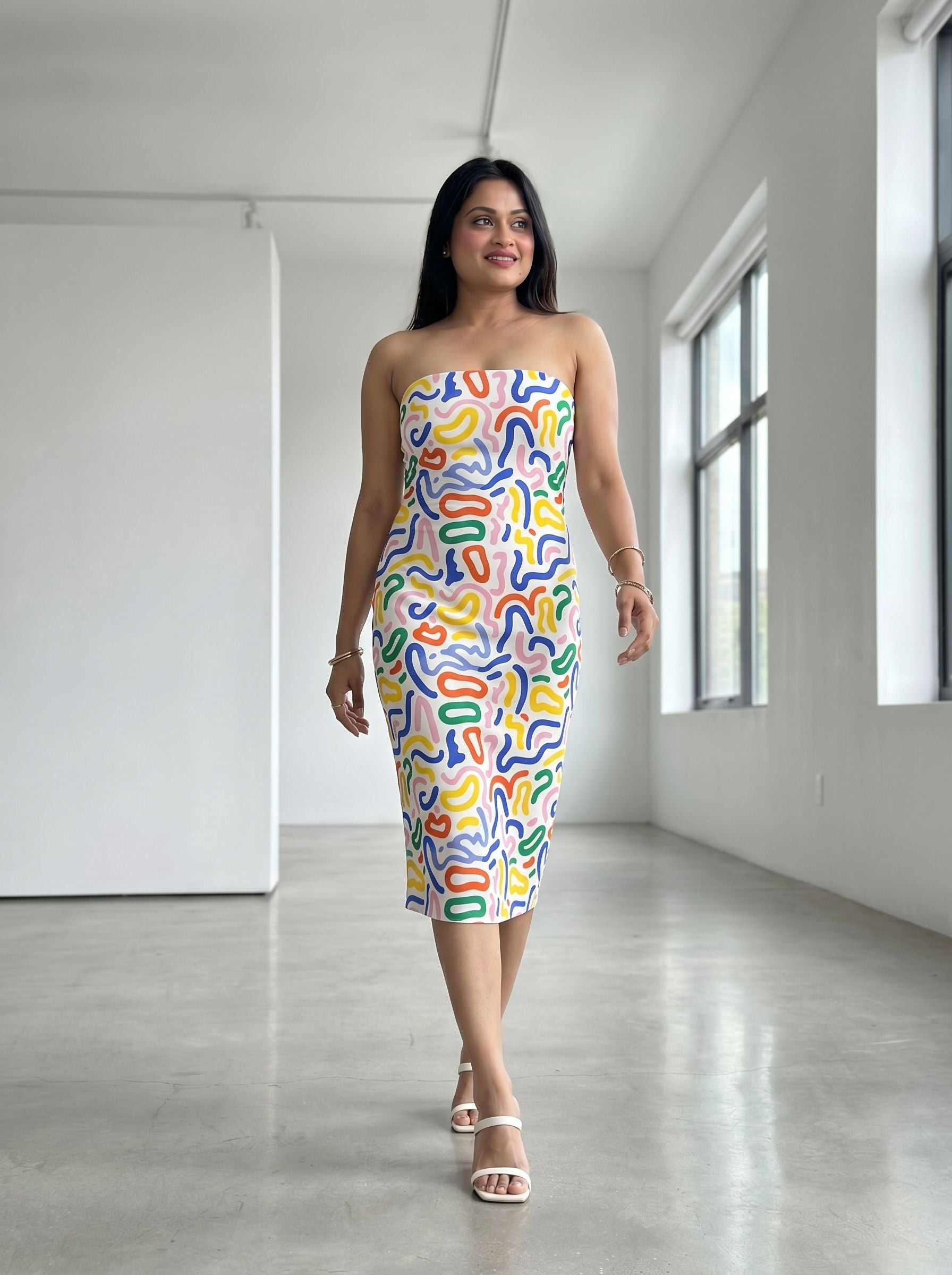 Shilpi Tripathi's Abstract Doodle Print Midi Dress