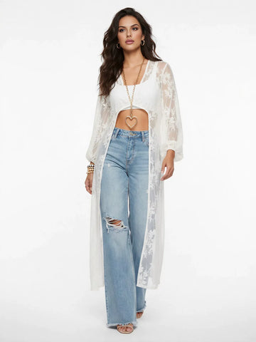 High Rise Distressed Wide Leg Jeans