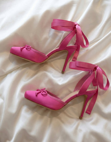 Satin Ribbon-Lace Stiletto Elegant Ballet Heels