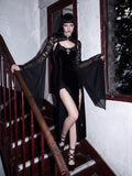 Gothic Lace Bell Sleeve Velvet Dress