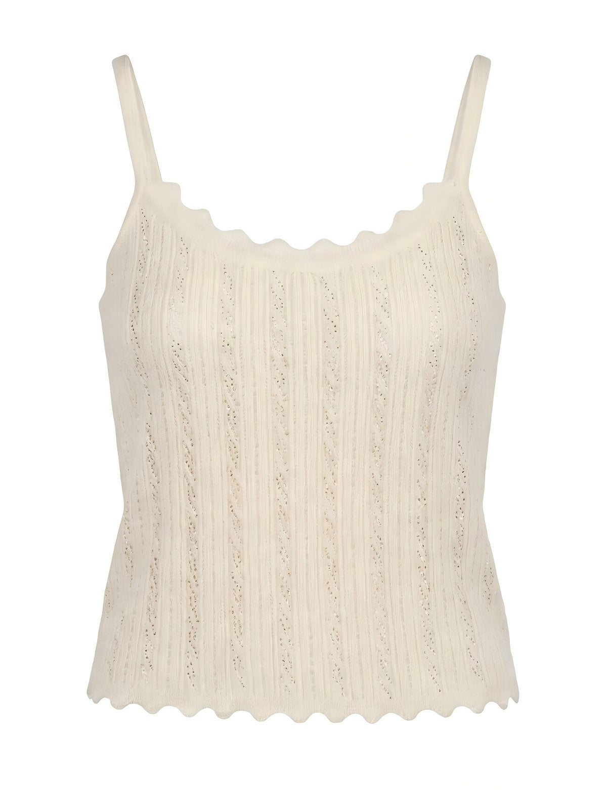 Scalloped Trim Ribbed Knit Tank