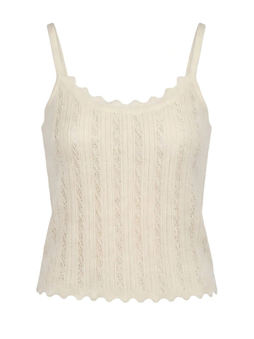 Scalloped Trim Ribbed Knit Tank