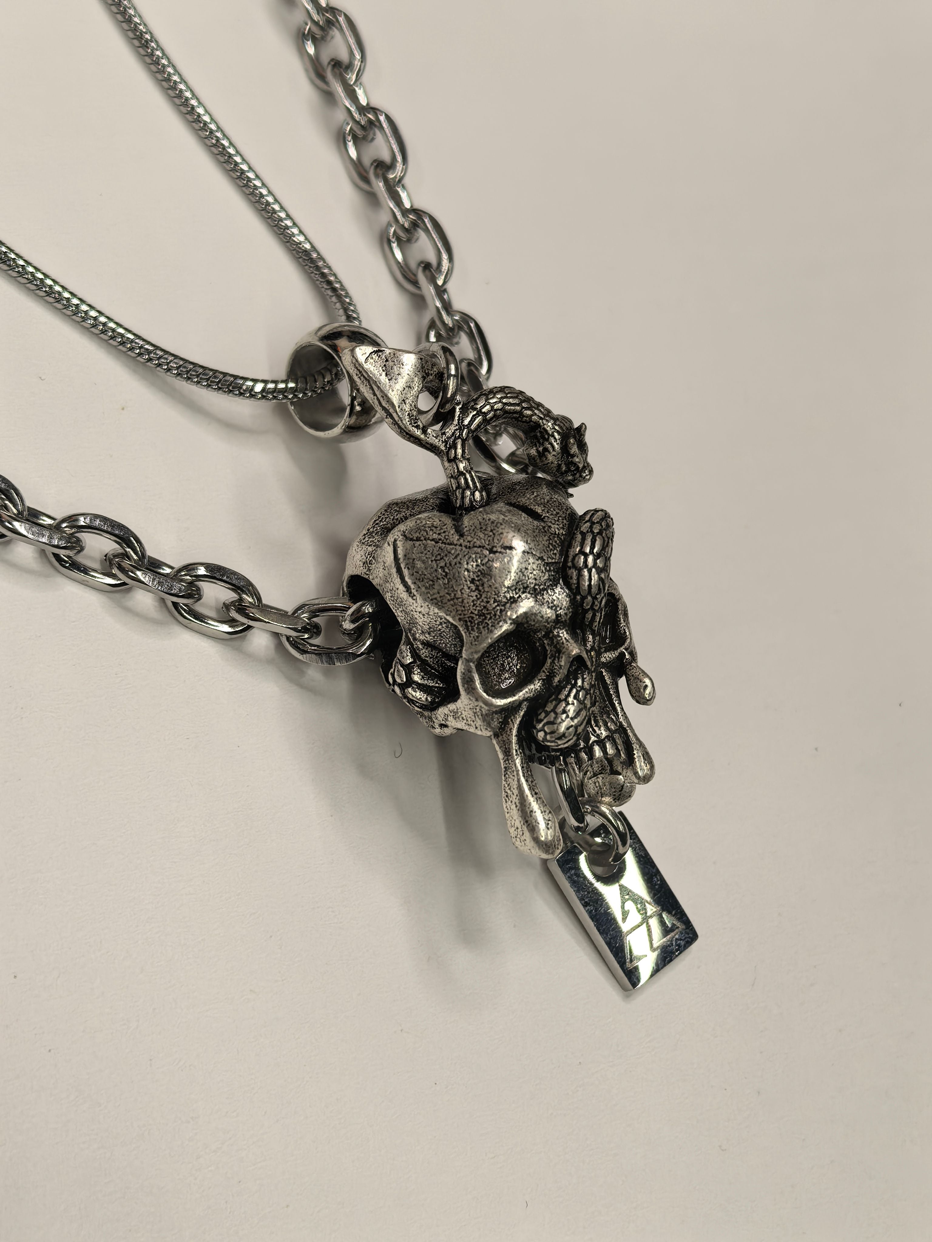 Gothic Layered Skull Pendant Necklace