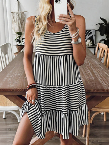 Tiered Ruffle Sleeveless Mini Dress