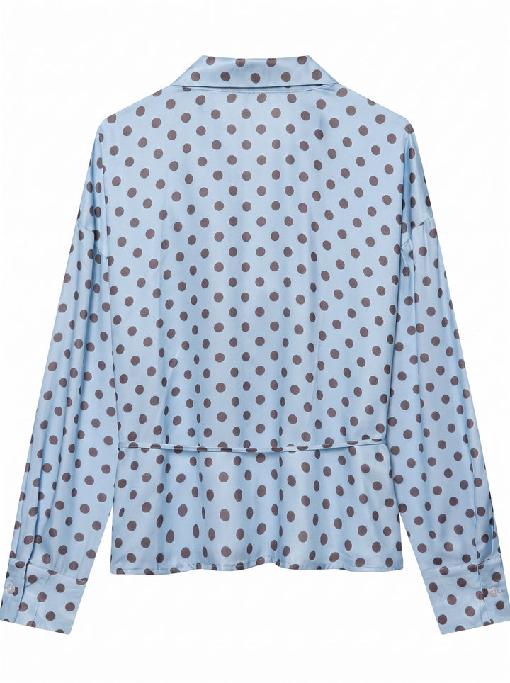 Polka Dot Tie Waist Button Shirt