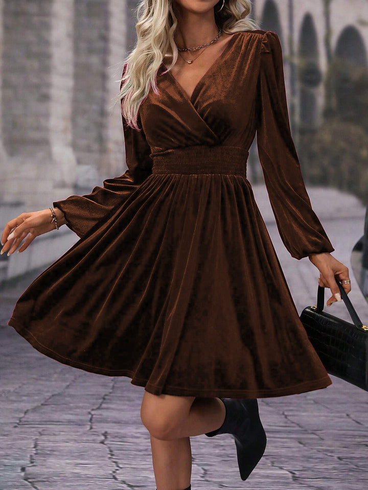 Elegant Velvet Wrap Mini Dress