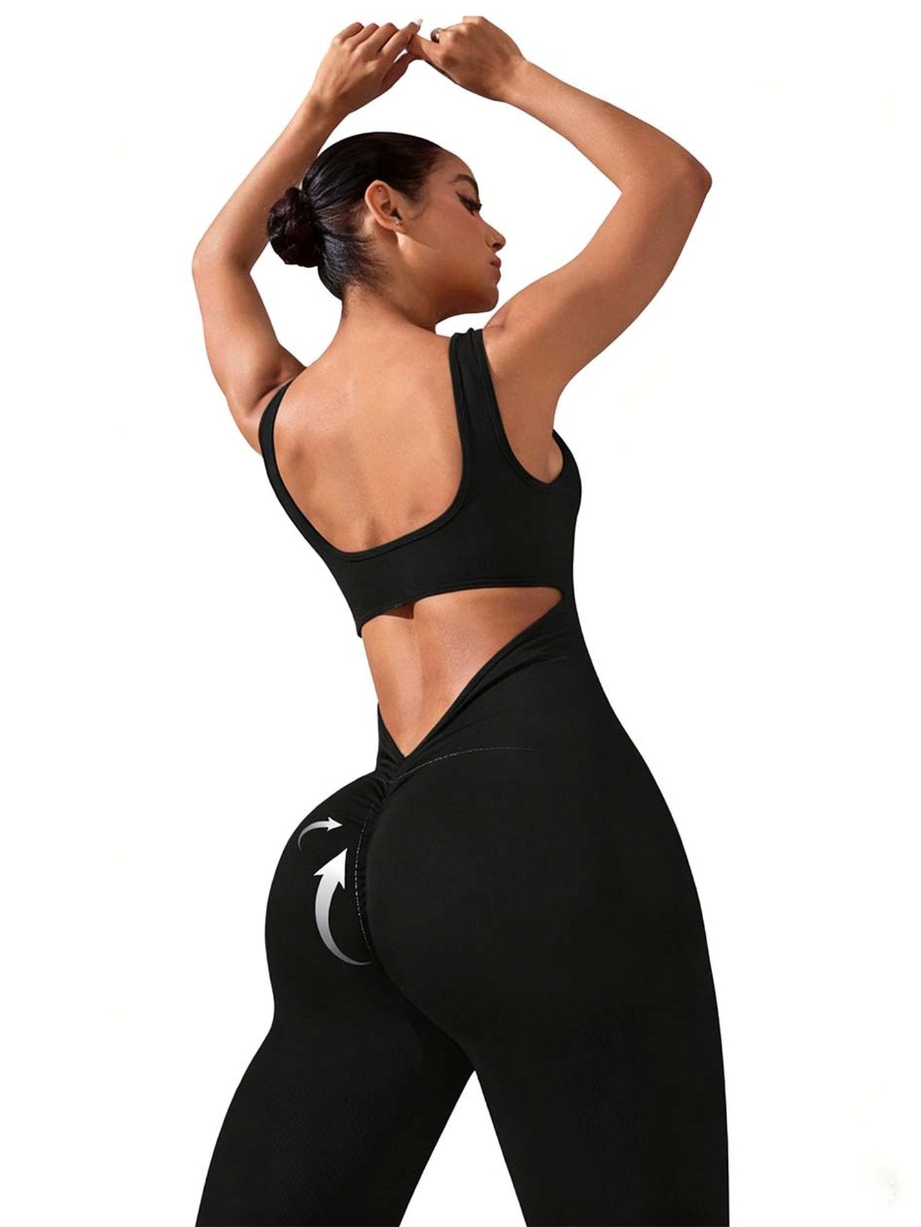 Sculpting Backless Flare Leg Jumpsuit