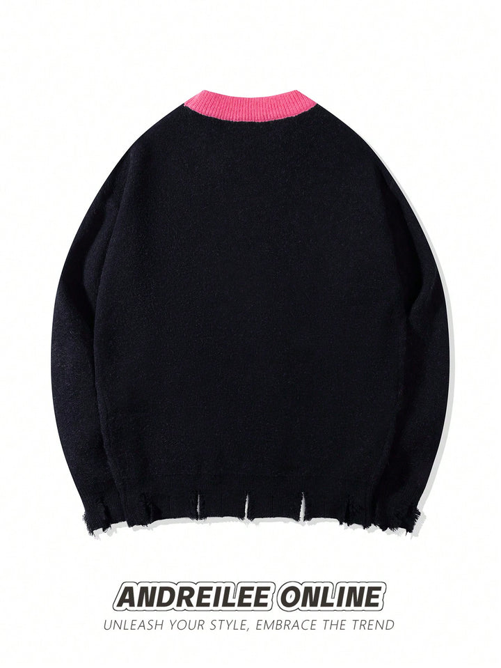 Distressed Graphic Grunge Oversized Sweater
