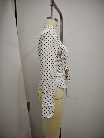 Polka Dot Belted Pants Set