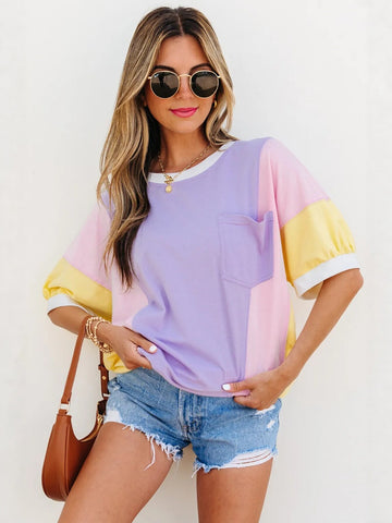 Color Blocked Chest Pocket T-Shirt