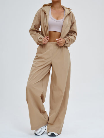 Cropped Lightweight Zip Up Tracksuit Set