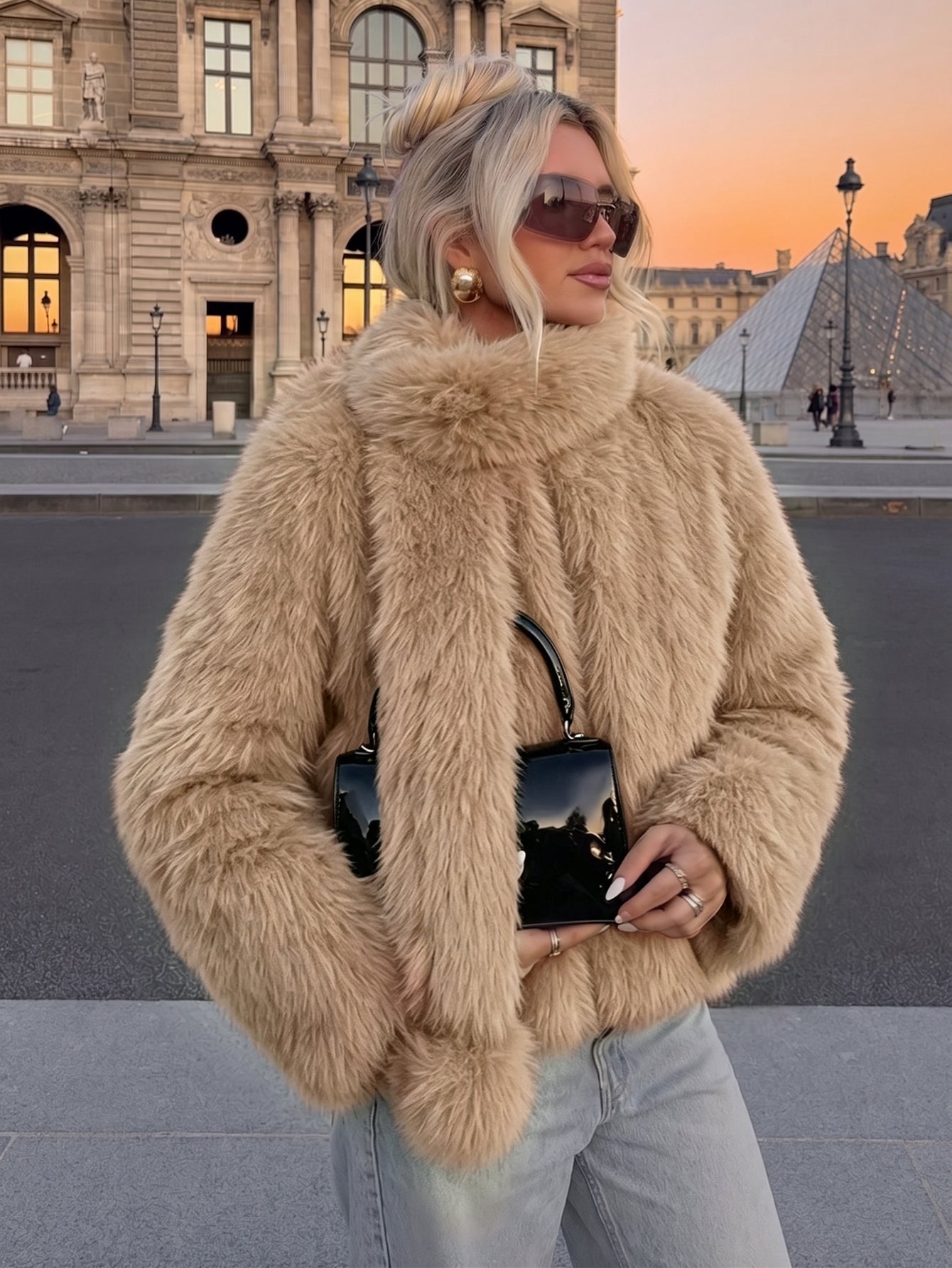 Luxurious Red Faux Fur Jacket