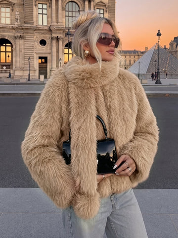 Luxurious Red Faux Fur Jacket