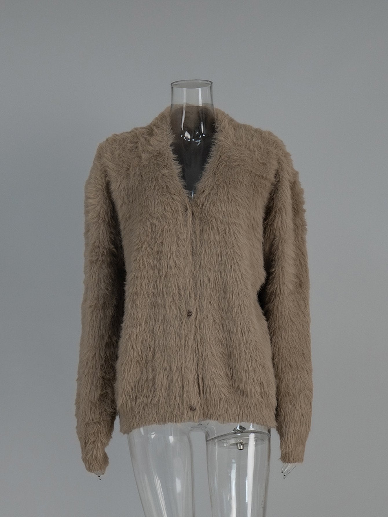Cozy Fuzzy V Neck Cardigan Sweater