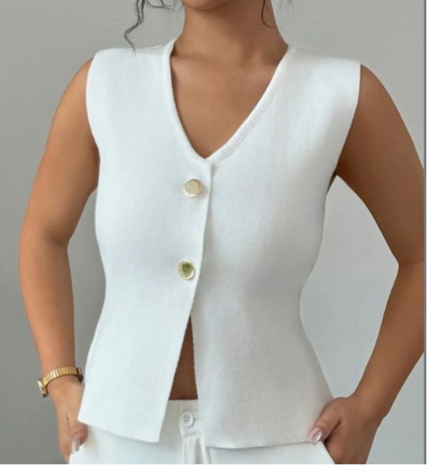 Slim Fit Button Front Knit Vest