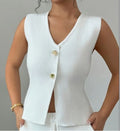Slim Fit Button Front Knit Vest
