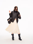 Ruffled Lace Trim Midi Skirt