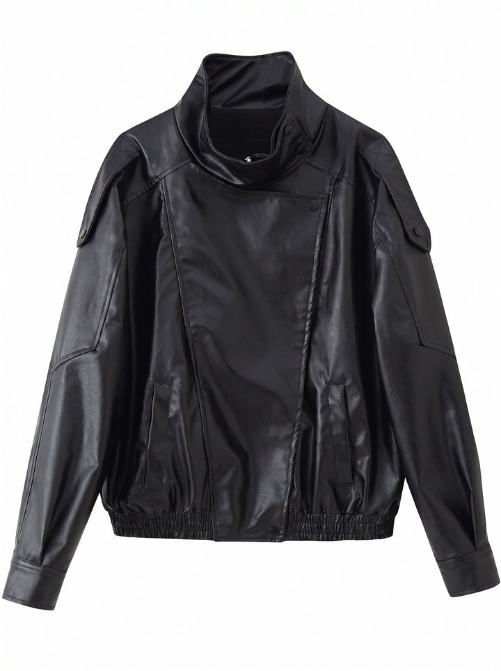 Oversized Moto Faux Leather Jacket