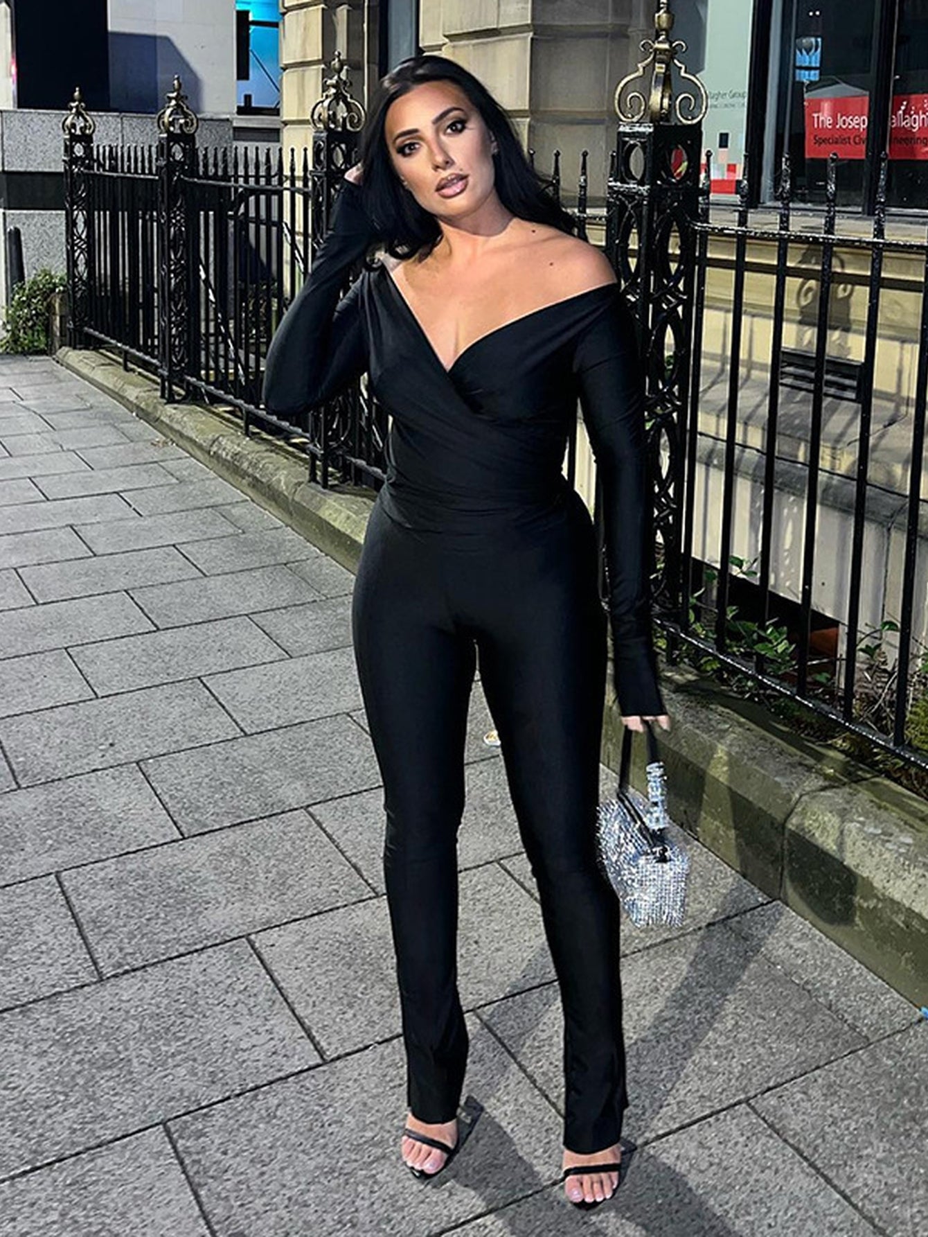 Sexy V Neck Slim Pants Set