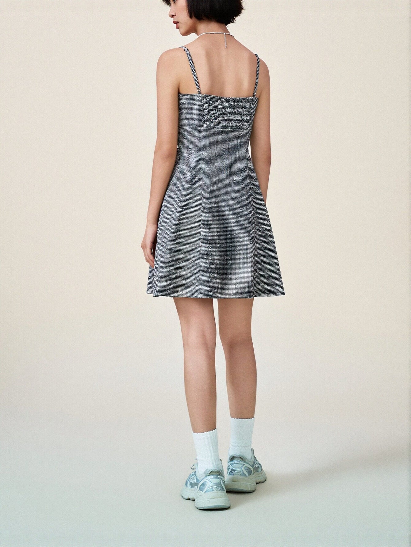 Urban Revivo A-Line Dresses-Dark Gray Check