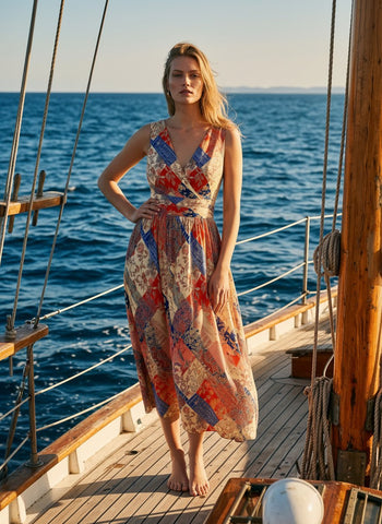 CORINNE
Floral Print V Neck A Line Midi Dress