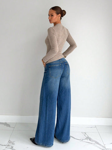 Ribbed Cutout Detail Long Sleeve Top