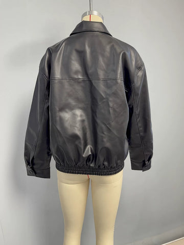 Oversized Vintage Style Faux Leather Jacket