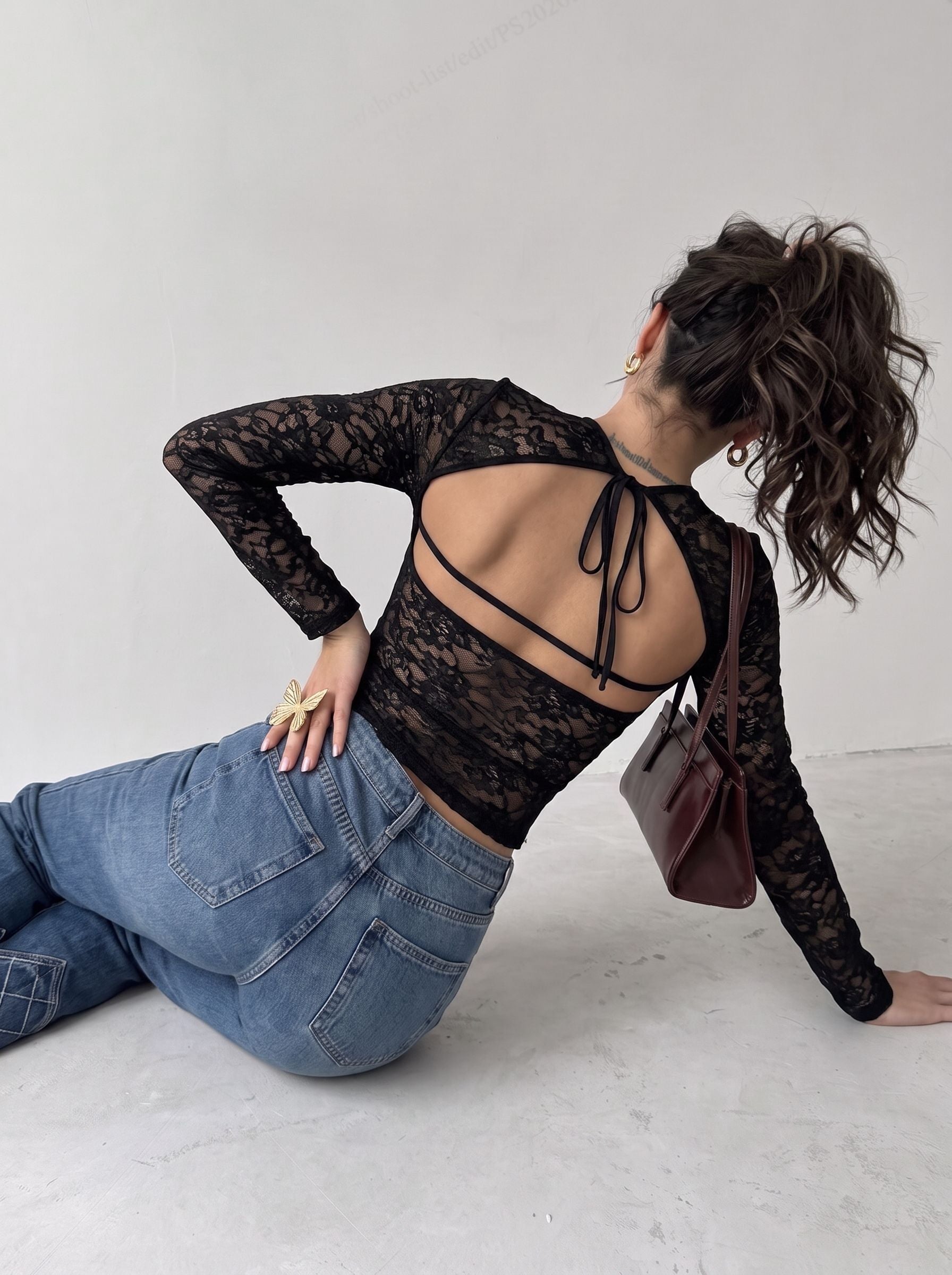 Sexy Backless Floral Lace Top