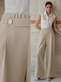 High Waisted Pleated Wide Leg Trousers