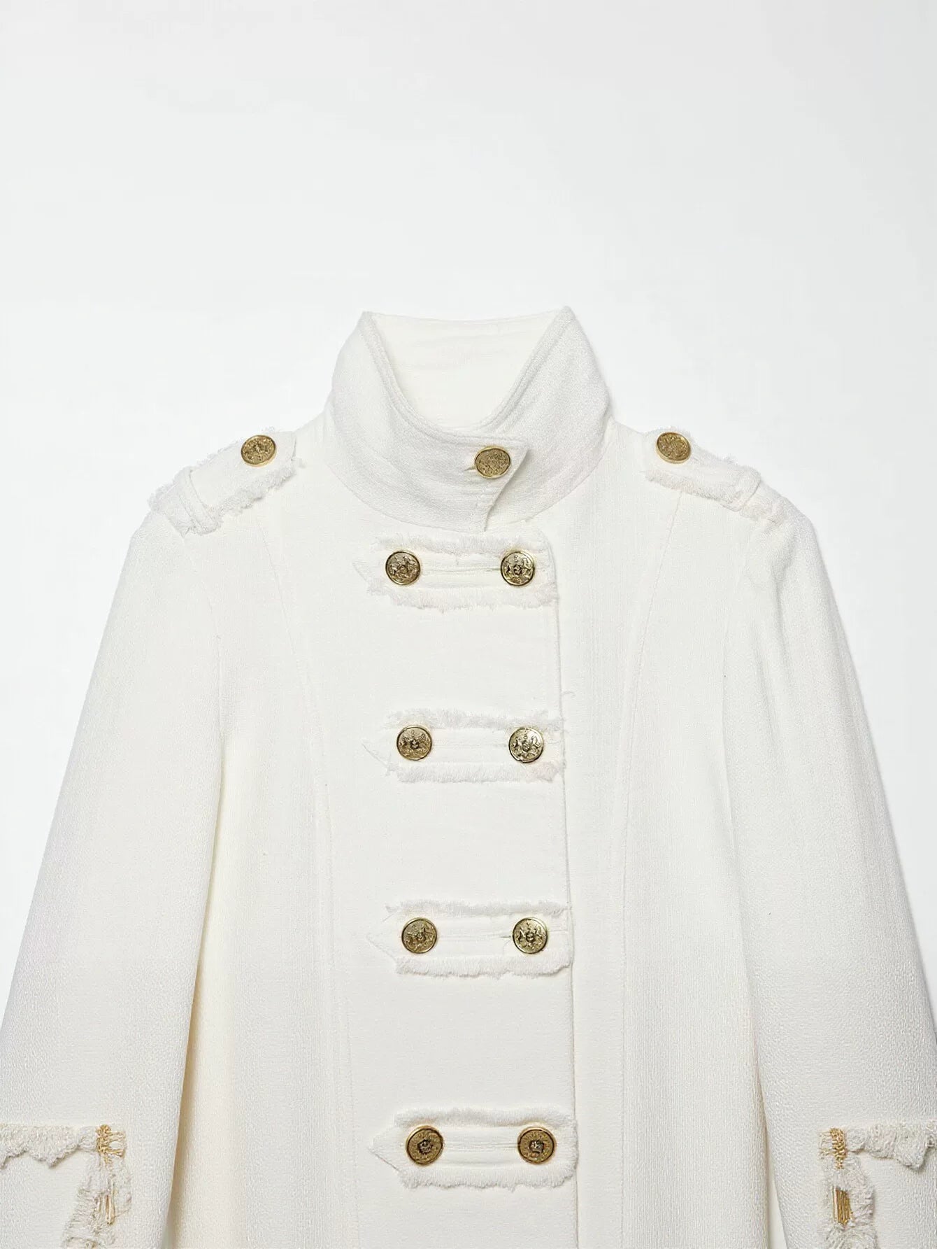 Double Breasted Cropped Military Trench Coat
