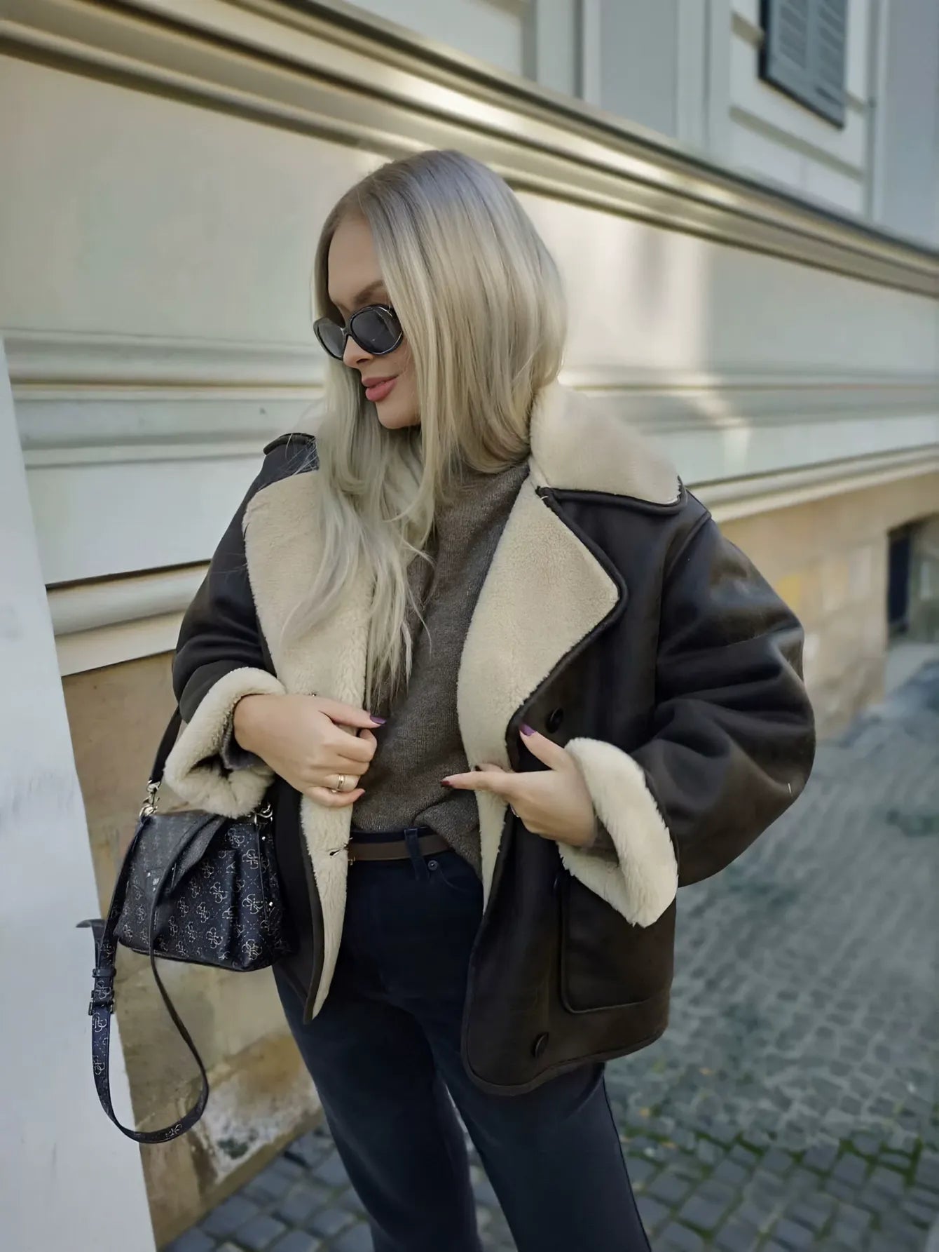 Cozy Faux Suede Sherpa Lined Jacket