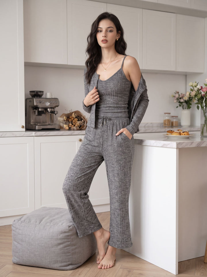 Soft Ribbed Three Piece Lounge Set