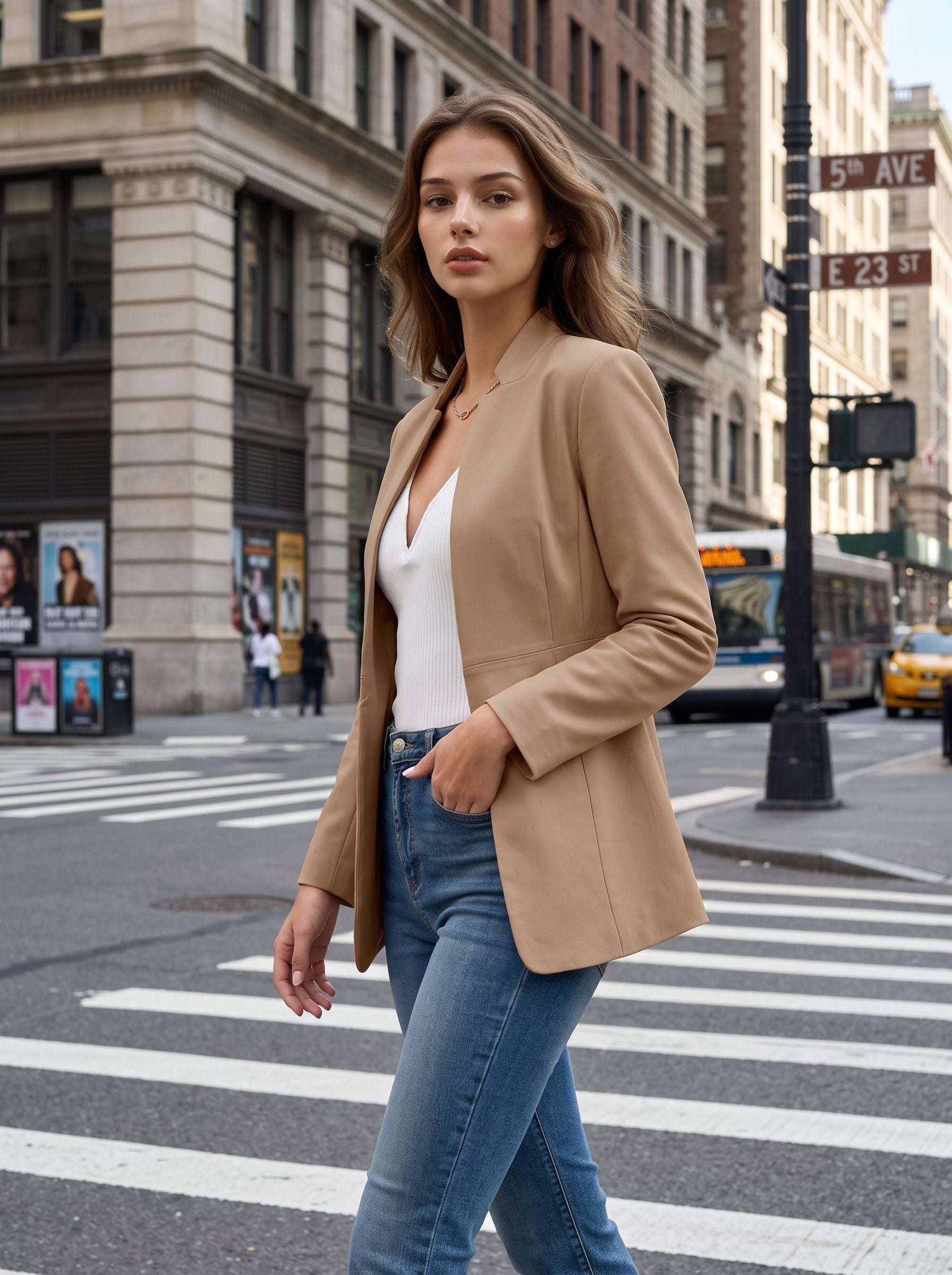 Tailored Slim Fit Open Blazer