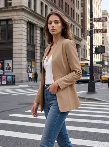 Tailored Slim Fit Open Blazer