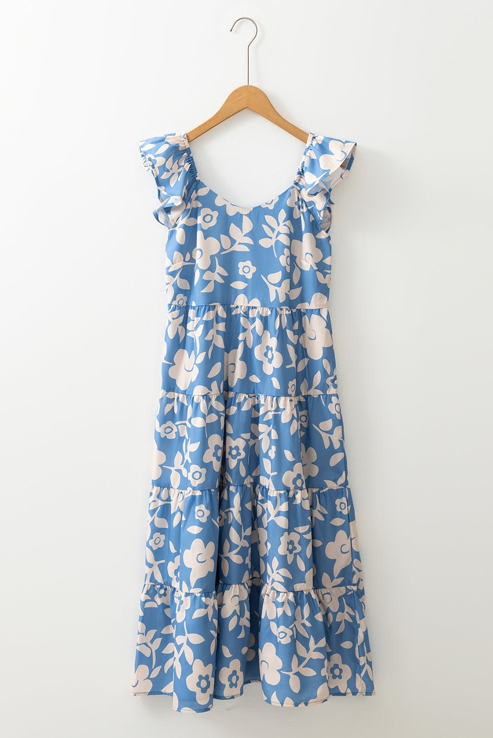 Ruffled Floral Tiered Midi Dress