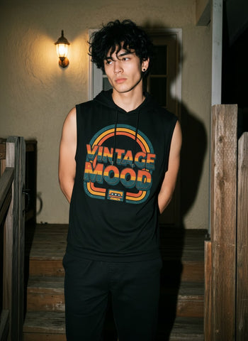 Vintage Graphic Hooded Sleeveless Tank Top