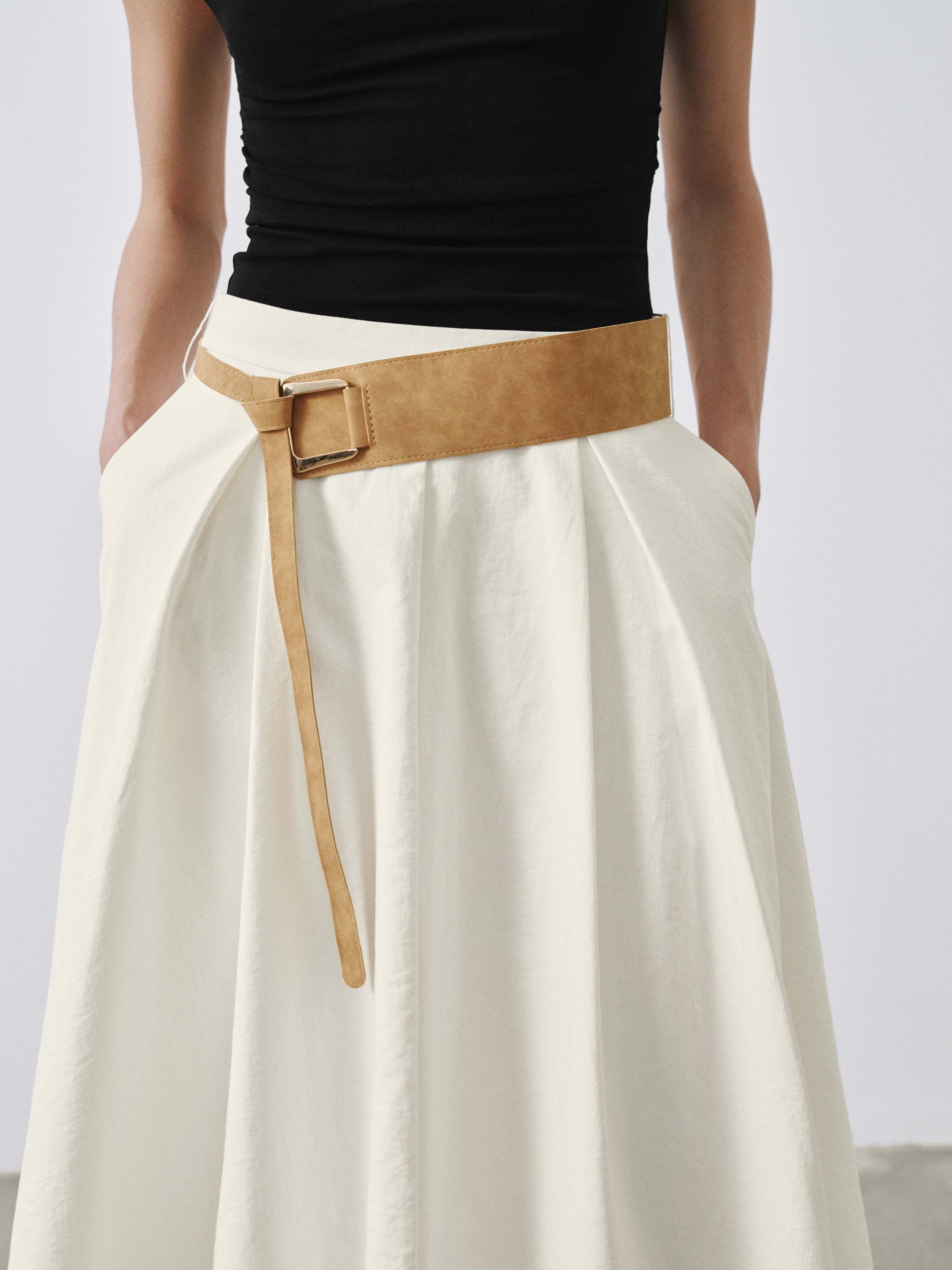 Urban Revivo Boho Belted A-Line Midi Skirts